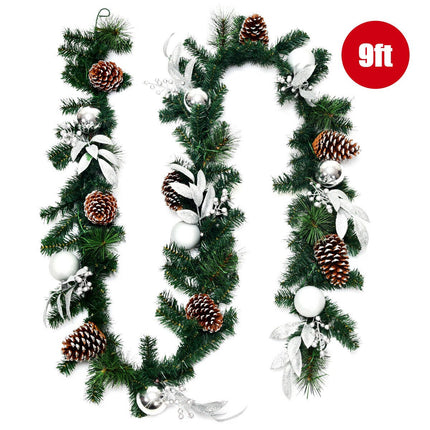 Weihnachtsgirlande 2,7 m, 50 LED-Lichter, Tannenzapfen, Timer