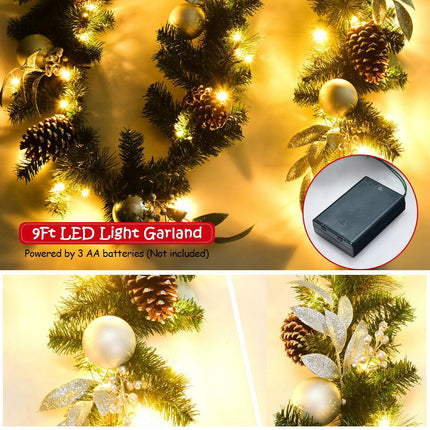Weihnachtsgirlande 2,7 m, 50 LED-Lichter, Tannenzapfen, Timer