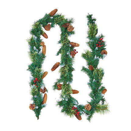 Christmas Garland 9 ft with 50 LED Lights, Pine Cones