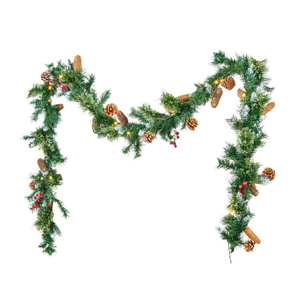 Christmas Garland 9 ft with 50 LED Lights, Pine Cones