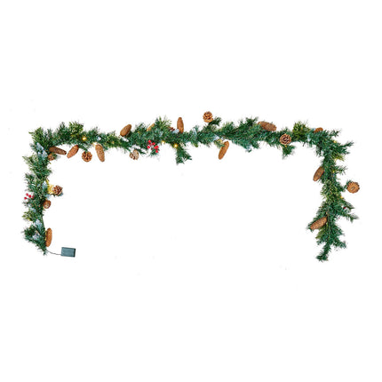 Christmas Garland 9 ft with 50 LED Lights, Pine Cones