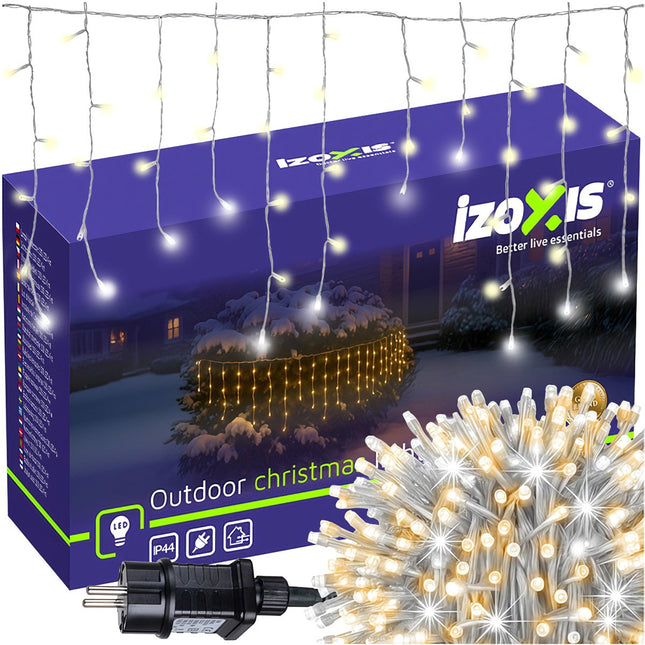Weihnachts-Eiszapfenlichter, 100 LED, 6m, Warmweiß, IP44