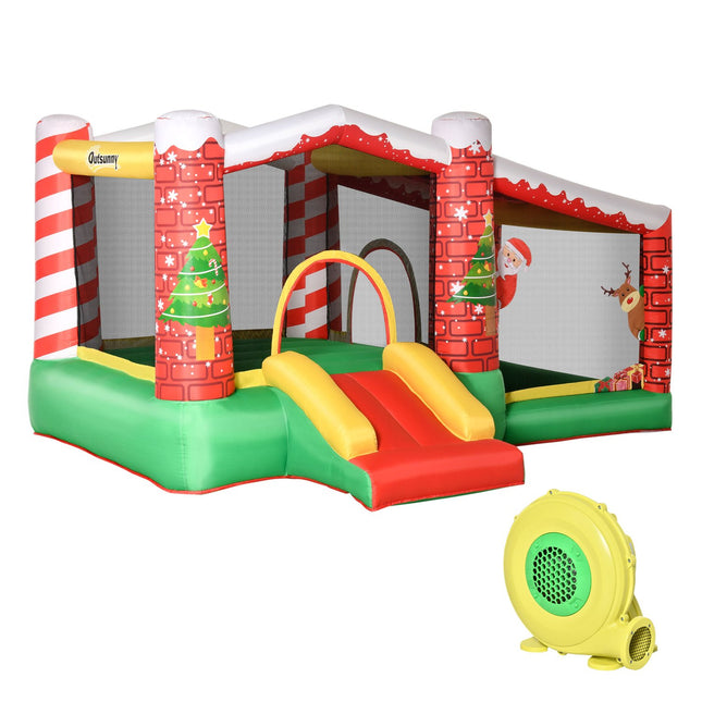 Aufblasbare Weihnachtsburg für Kinder mit Rutsche und Bällebad
