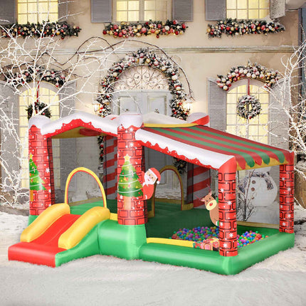 Aufblasbare Weihnachtsburg für Kinder mit Rutsche und Bällebad