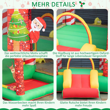 Aufblasbare Weihnachtsburg für Kinder mit Rutsche und Bällebad