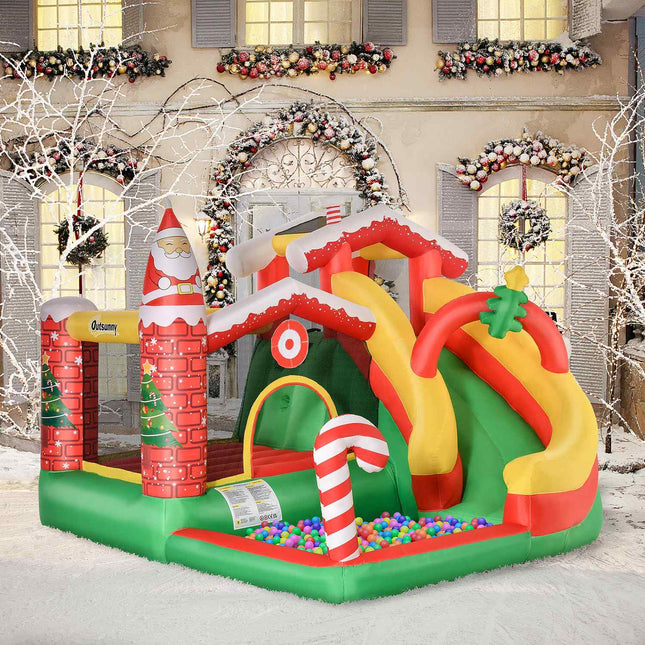 Weihnachtshüpfburg für Kinder mit Rutsche und Bällebad