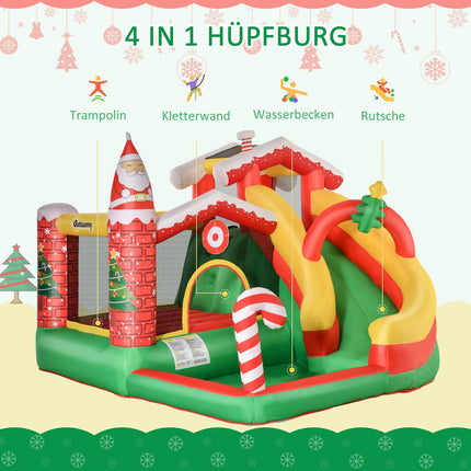 Weihnachtshüpfburg für Kinder mit Rutsche und Bällebad