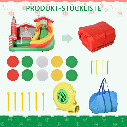 Weihnachtshüpfburg für Kinder mit Rutsche und Bällebad