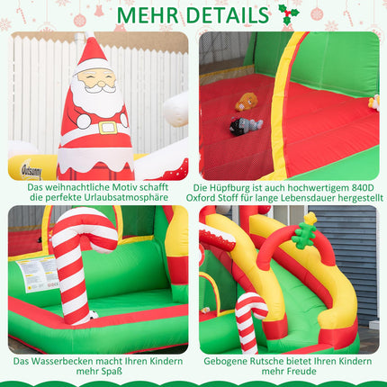 Weihnachtshüpfburg für Kinder mit Rutsche und Bällebad