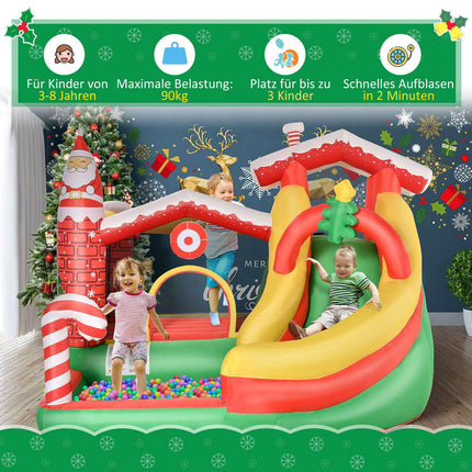 Weihnachtshüpfburg für Kinder mit Rutsche und Bällebad