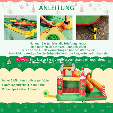Weihnachtshüpfburg für Kinder mit Rutsche und Bällebad