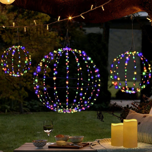 Weihnachts-Lichterkugel 2er-Pack LED-Kugeln zum Hängen und Stellen der Weihnachtsbeleuchtung