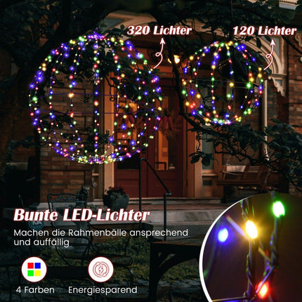 Weihnachts-Lichterkugel 2er-Pack LED-Kugeln zum Hängen und Stellen der Weihnachtsbeleuchtung