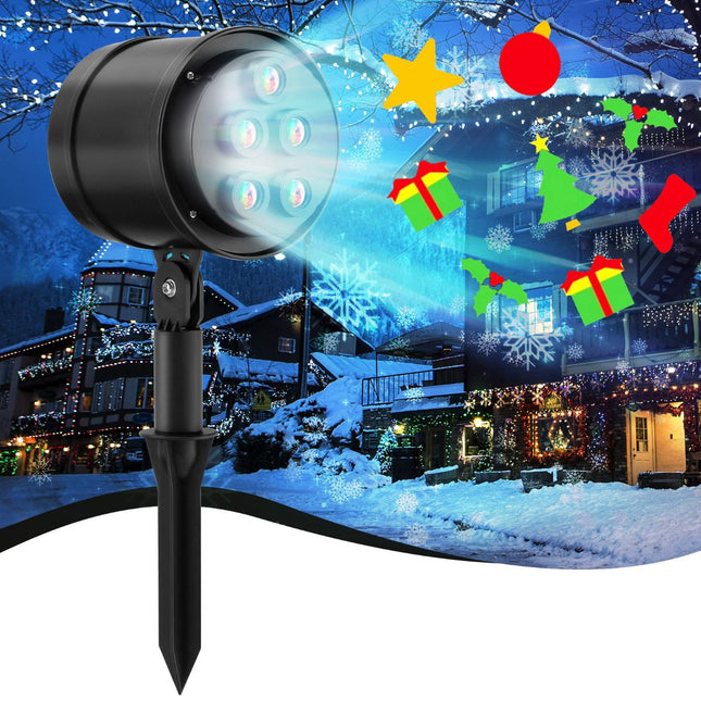 Weihnachtslichtprojektor, 5 LEDs, Innen- und Außenbereich, Schwarz