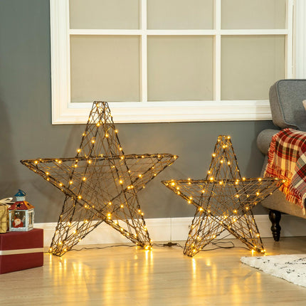 Warmweiße LED-Weihnachtsstern-Lichterkette, 2er-Set