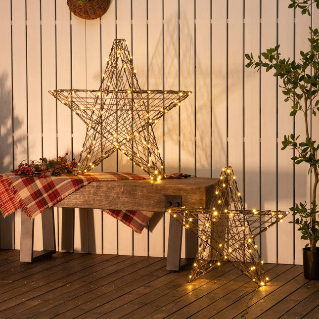 Warmweiße LED-Weihnachtsstern-Lichterkette, 2er-Set