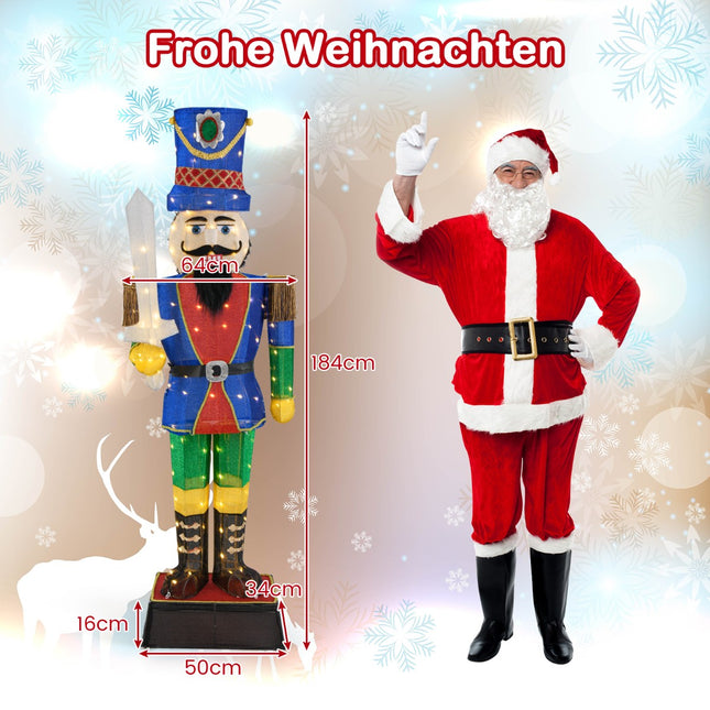 Kerstnotenkrakerset, 184 cm, LED-verlichting, buitendecoratie