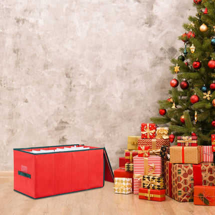 Christmas Ornament Storage Box with Adjustable Dividers