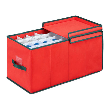 Christmas Ornament Storage Box with Adjustable Dividers