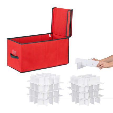 Christmas Ornament Storage Box with Adjustable Dividers