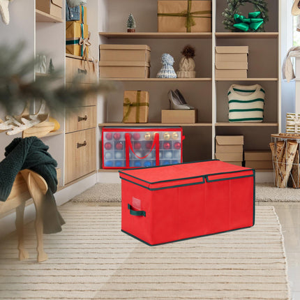 Christmas Ornament Storage Box with Adjustable Dividers