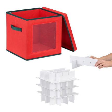 Christmas Ornament Storage Box with Adjustable Dividers