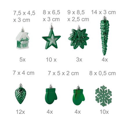 Sada vánočních ozdob, 100 ks, 10 designů