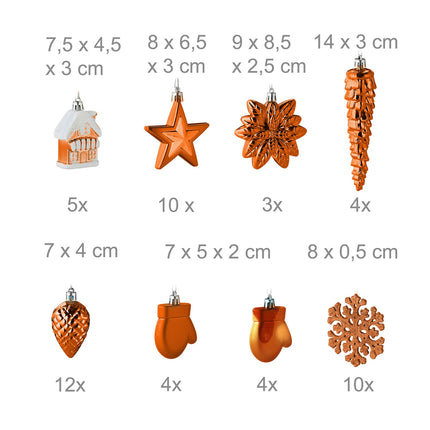 Christmas Ornaments Set, 100 Pieces, 10 Designs