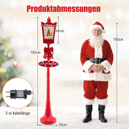 Vánoční pouliční lucerna 185 cm, LED padající sníh, hudba