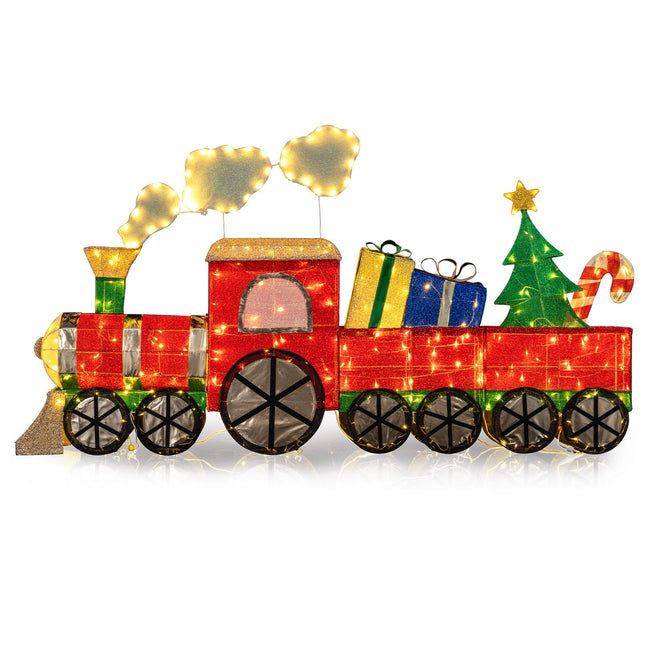 Weihnachts-Zug-Hofdekoration mit LEDs, Rauch, 215 cm