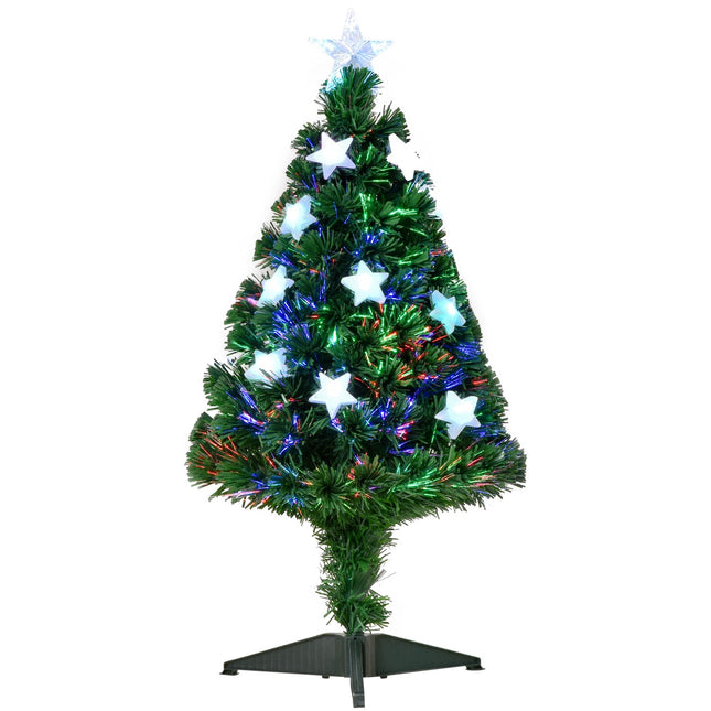 Künstlicher Weihnachtsbaum, 0,9 m Glasfaser mit LED-Beleuchtung
