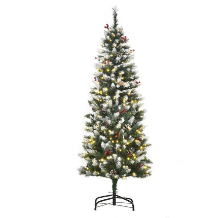 Künstlicher Weihnachtsbaum, 1,5 m mit LED-Lichtern & roten Beeren