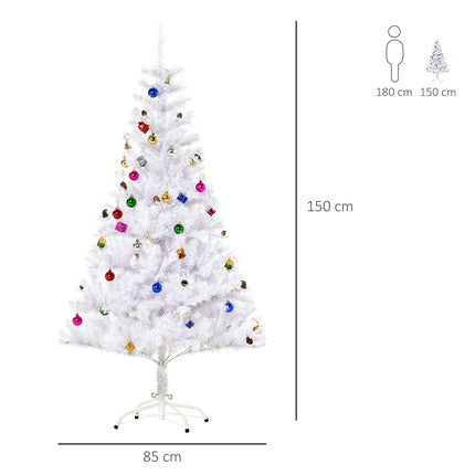 150 cm Weißer künstlicher Weihnachtsbaum mit Dekorationen