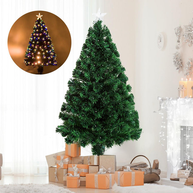 120 cm künstlicher Weihnachtsbaum mit LED-Glasfaserlichtern