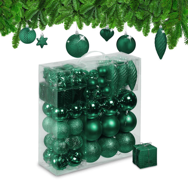 Kerstboomballenset, 110 kunststof ornamenten