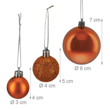 Christmas Tree Baubles Set, 138 Pieces, Plastic