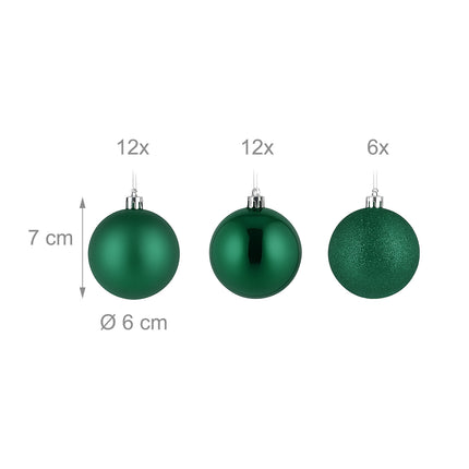 Christmas Tree Baubles Set, 30 Plastic Decorations