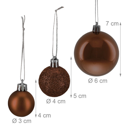 Christbaumkugeln Set, 50 Stück – Matt, glänzend, Glitzer