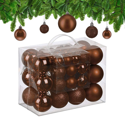 Christbaumkugeln Set, 50 Stück – Matt, glänzend, Glitzer