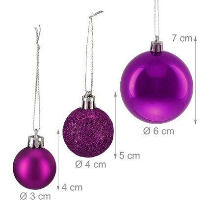 Christbaumkugel-Set, 50-teilig – Matt, glänzend, glitzernd