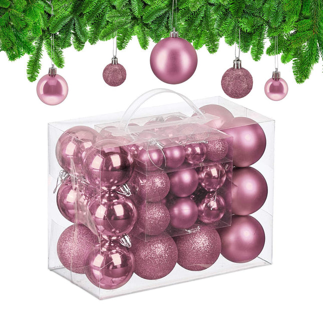 Kerstboomballenset, 50 stuks, kunststof ornamenten