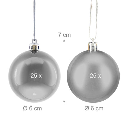 Christmas Tree Baubles Set, 50 Pieces, Matte & Glossy Finish