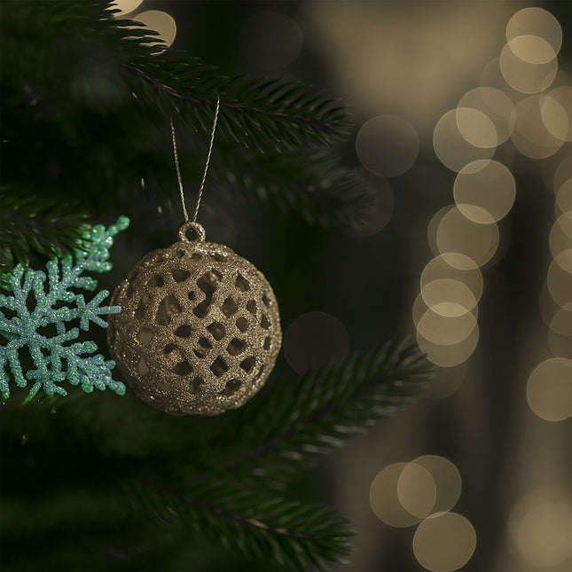 Weihnachtsbaumkugeln Set, 50 Stück, verschiedene Oberflächen