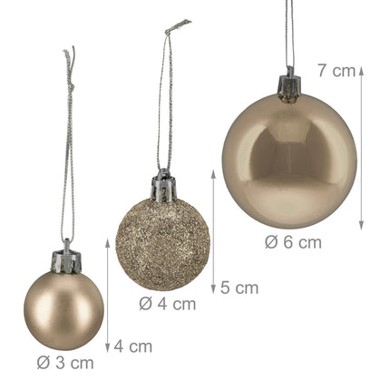 Christmas Tree Baubles Set, 76 Pcs – Matte, Shiny, Glitter