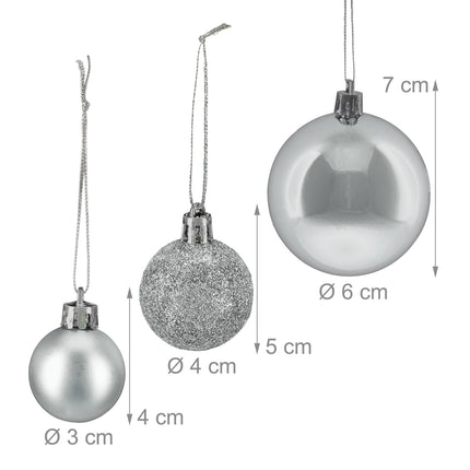 Christmas Tree Baubles Set, 76 Pcs – Matte, Shiny, Glitter