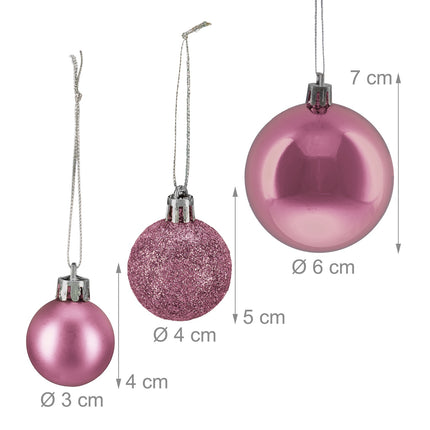 Weihnachtsbaumkugeln Set, 76-teilig – Matt, Glänzend, Glitzer