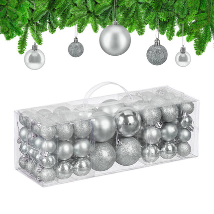 Christmas Tree Baubles Set, 76 Pcs – Matte, Shiny, Glitter