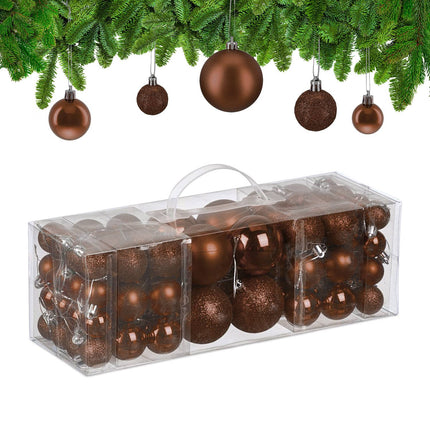 Christmas Tree Baubles Set, 76 Pcs – Matte, Shiny, Glitter