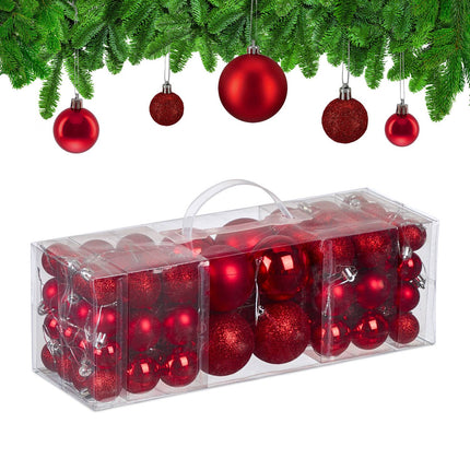 Weihnachtskugel-Set, 76-teilig, Kunststoff