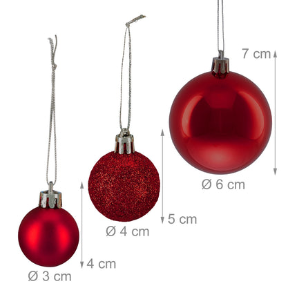 Weihnachtskugel-Set, 76-teilig, Kunststoff